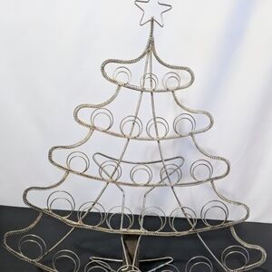 Vintage Silver Wire Christmas Tree Card/Photo Stand 22"